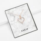 Shein Rhinestone Heart Pendant Chain Necklace