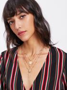 Shein Cross Pendant Beaded Chain Necklace