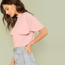 Shein Flutter Sleeve Buttoned Shoulder Top