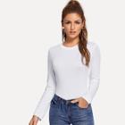 Shein Long Sleeve Solid T-shirt