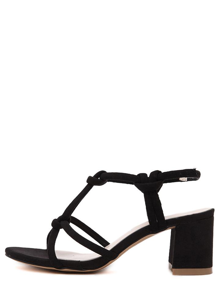 Shein Black Open Toe Crisscross-strap Chunky Gladiator Sandals