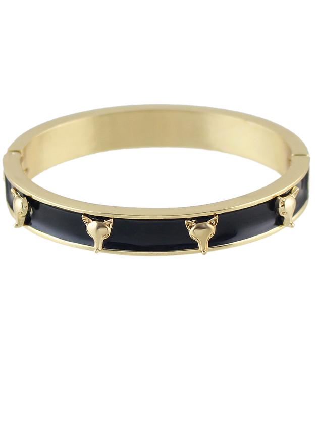 Shein Simple Model Black Enamel Plain Bangle For Women