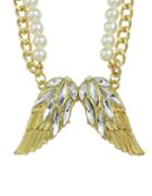 Shein White Rhinestone Wing Shape Pendant Women Necklace