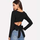 Shein Knot Back Round Neck Tee