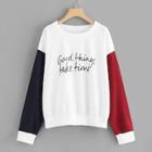 Shein Plus Colorblock Letter Print Sweatshirt