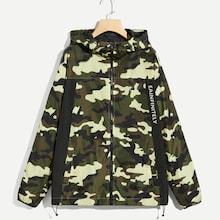 Shein Men Zip Up Camo Print Coat