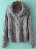 Shein Turtleneck Cable Knit Grey Sweater