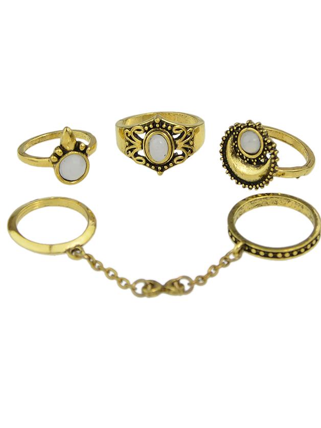 Shein Gold Color Vintage Jewelry Metal Finger Rings Set