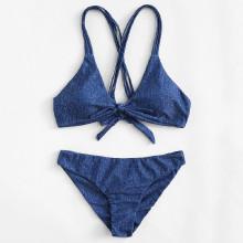 Shein Knot Strappy Bikini Set