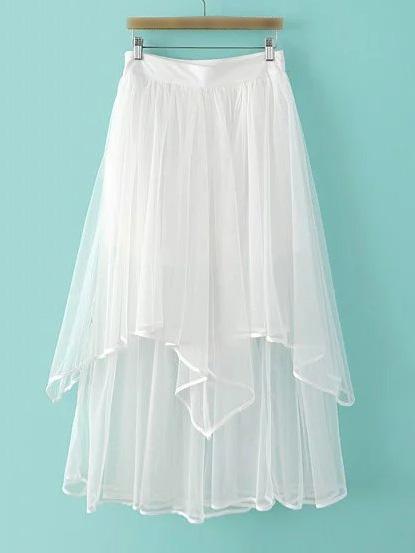 Shein White Asymmetric Zipper Knee Skirt
