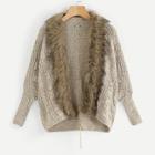 Shein Contrast Faux Fur Lace-up Back Coat