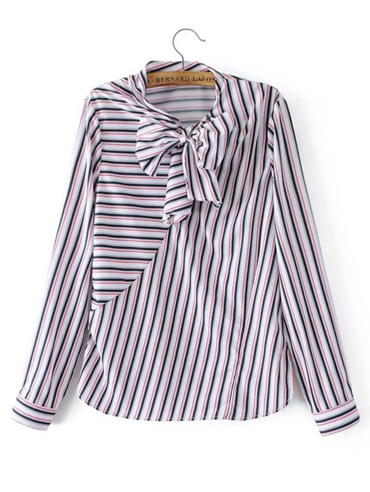 Shein Bow Tie Striped Blouse
