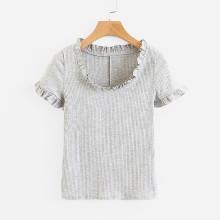 Shein Frill Trim Marled Tee