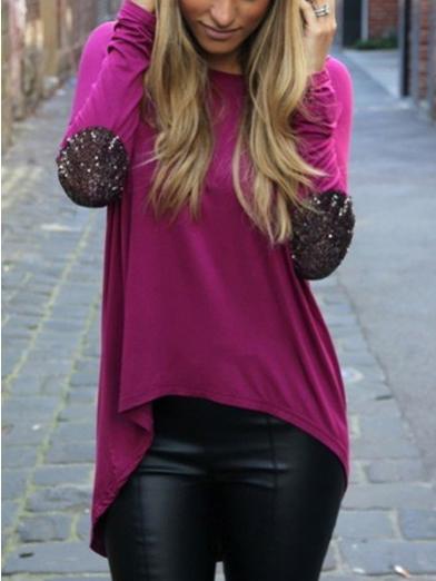 Shein Purple Dip Hem Sequined Top