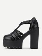 Shein Caged Design Platform Pu Heeled Shoes