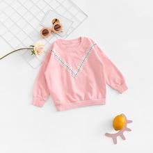 Shein Toddler Girls Contrast Lace Letter Tape Sweatshirt