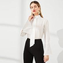 Shein Knot Front Button Bell Sleeve Top