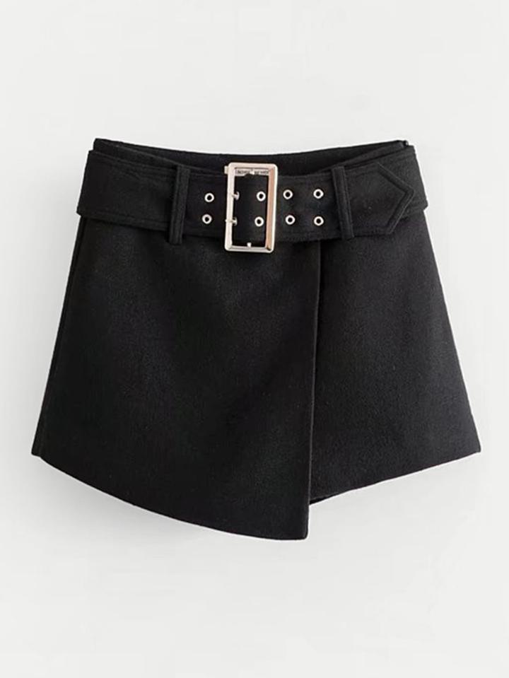 Shein Asymmetrical Skorts With Buckle Belt