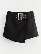 Shein Asymmetrical Skorts With Buckle Belt