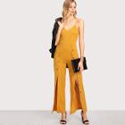 Shein Snap Button Solid Cami Jumpsuit