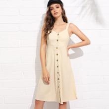 Shein Thick Strap Button Up Dress
