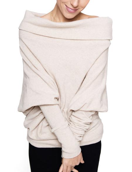 Shein Apricot Boat Neck Loose Top