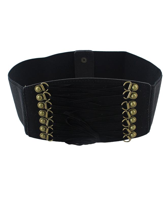 Shein Black Pu Leather Elastic Wide Belt