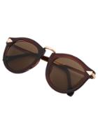 Shein Brown Plastic Frame Metal Arms Sunglasses