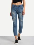Shein Frayed Straight Ankle Jeans