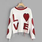 Shein Fringe Detail Love Sweater