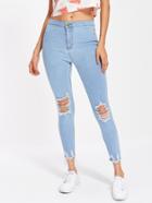 Shein Light Wash Distressed Jeans