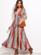 Shein Multicolor Floral Fringe Detail Split Front Dress