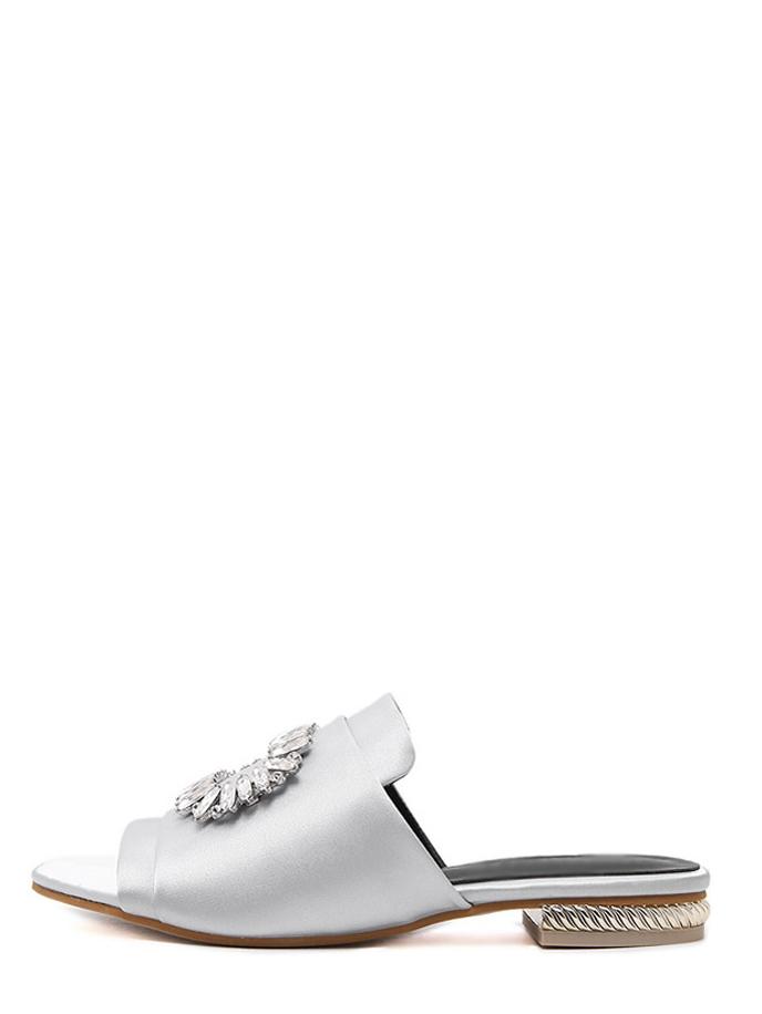 Shein Gray Open Toe Rhinestone Sandals