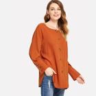 Shein Single-breasted Solid Blouse
