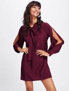 Shein Split Sleeve Bow Tie Front Dress