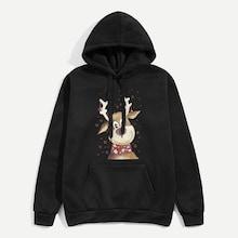 Shein Men Christmas Elk Print Hooded Sweatshirt