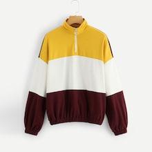 Shein O-ring Zip Front Cut-and-sew Sweatshirt