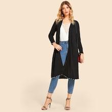 Shein Open Front Pearl Beaded Trim Outerwear