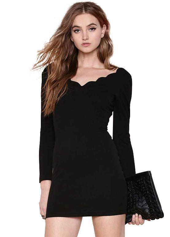 Shein Black Long Sleeve Backless Dress