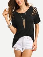 Shein Hollow Out Laser-cut Shoulder T-shirt