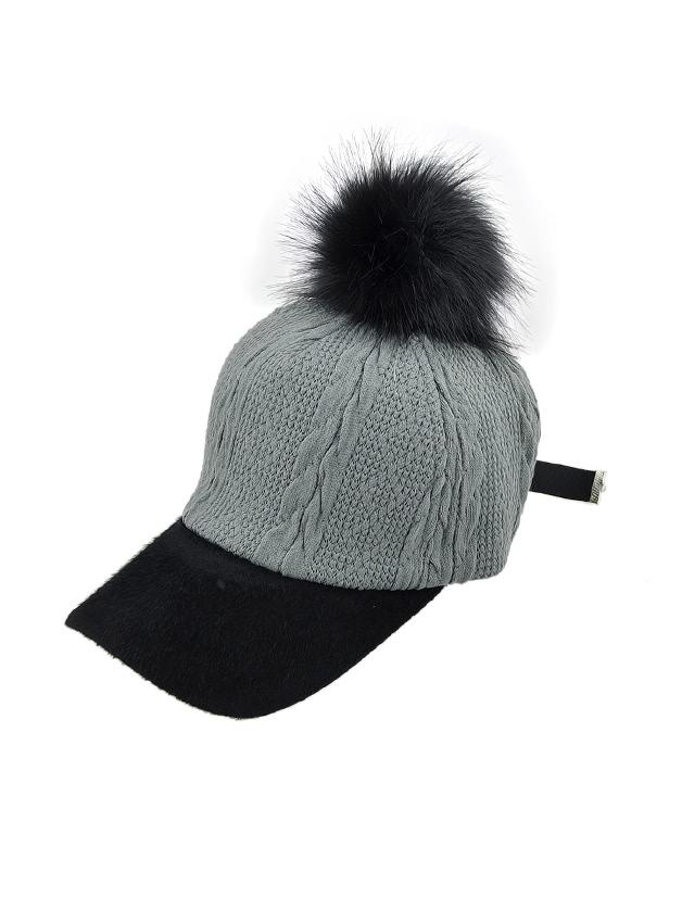 Shein Gray Cute Plush Ball Baseball Cap Warm
