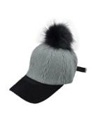 Shein Gray Cute Plush Ball Baseball Cap Warm