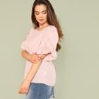 Shein Plus Asymmetrical Ruffle Sleeve Top
