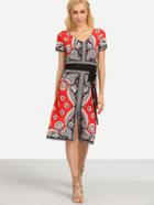 Shein Self-tie Flower Print Dress - Red