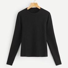Shein Slim Fitted Rib-knit T-shirt