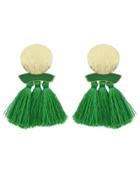Shein Green Boho Earrings Round Metal With Colorful Handmade Tassel Drop Earrings