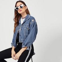 Shein Ring Crop Denim Jacket