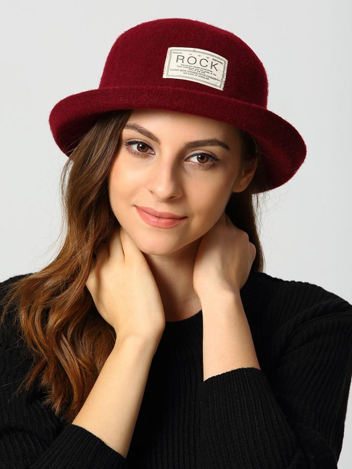 Shein Red Letters Embellished Round Hat
