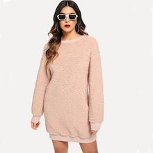 Shein Solid Tunic Teddy Dress