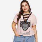 Shein Plus Graphic Print Hollow Out Tee